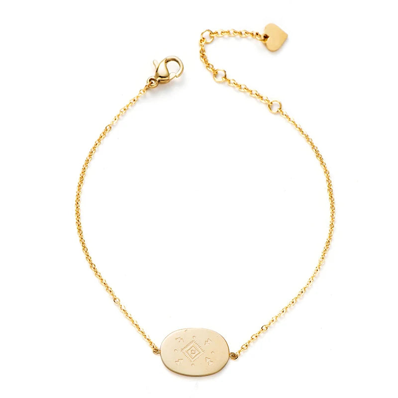Geometric Charm Bracelets for Women Plated with Leaf Sun Flower Pattern