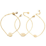 Geometric Charm Bracelets for Women Plated with Leaf Sun Flower Pattern