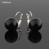 Round Pearl Earrings 585 Rose Copper Drop Earrings For Women Red