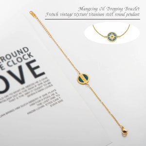 Golden Round Pendant Wristbands Stylish Jewelry for Women