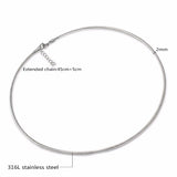 Round Torques Necklace Stainless Steel Classic Choker For Women