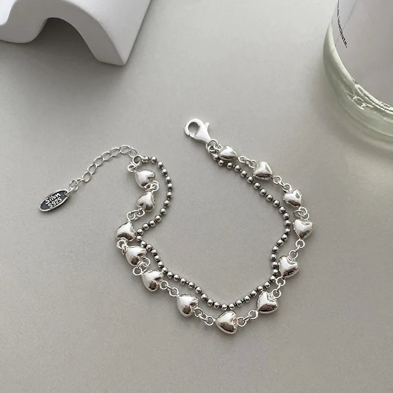 S925 Double Layer Love Bracelet Thai Silver