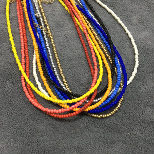 Seed Beads Strand Necklace Women String Beaded Short Choker Necklace 16"