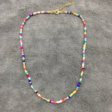 Seed Beads Strand Necklace Women String Beaded Short Choker Necklace 16"