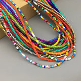 Seed Beads Strand Necklace Women String Beaded Short Jewelry Chokers Gift