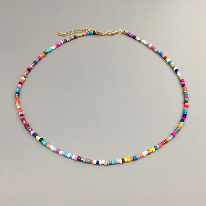 Seed Beads Strand Necklace Women String Beaded Short Jewelry Chokers Gift