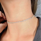 Rhinestone Women's Zircon Chian Necklace - Lady Jewelry Accessory
