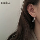 Star Cross Stud Earring Tassel Earrings Geometric Piercing Ear Jewelry