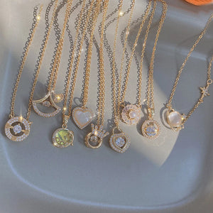 Love Heart Crown Star Pendant Necklace for Women