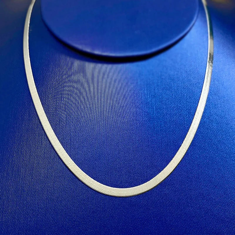 Silver 925 Necklace 18k Plated Snake Bone Chain Fine Jewelry