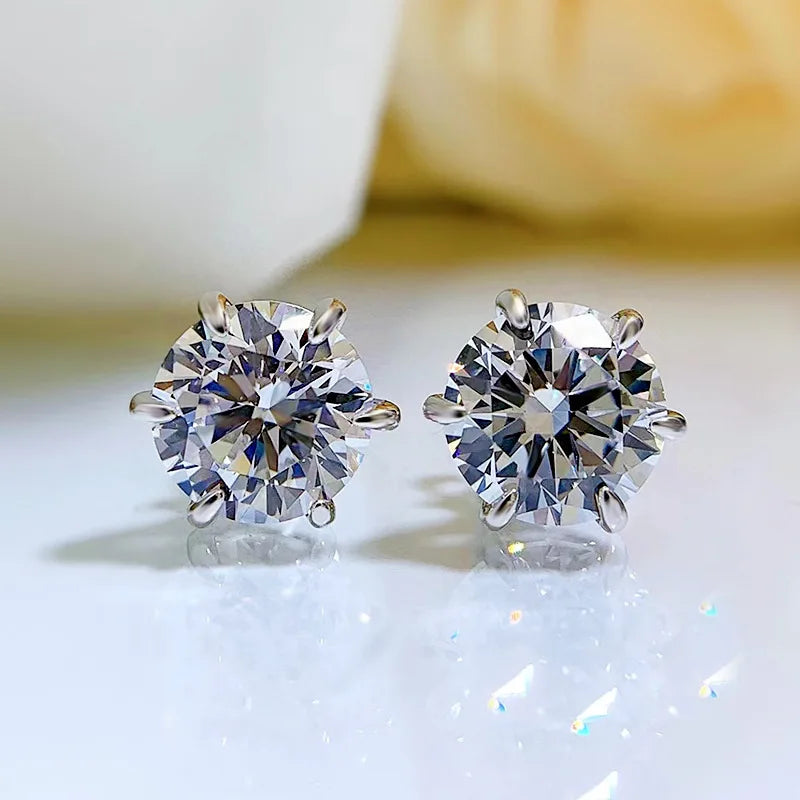 925 Silver 1CT Diamond Stud Earrings for Women