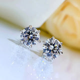 925 Silver 1CT Diamond Stud Earrings for Women