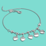 925 Sterling Silver Heart Anklet Women's Summer Sandals Ankle Jewelry