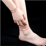 925 Silver Bead Anklet Foot Jewelry Lucky Leg Chain Anniversary Gift