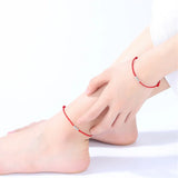 925 Silver Bead Anklet Foot Jewelry Lucky Leg Chain Anniversary Gift