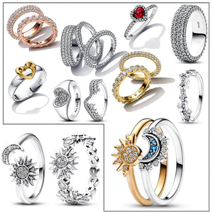 Celestial Moon Ring 925 Silver Wedding Jewelry Gift