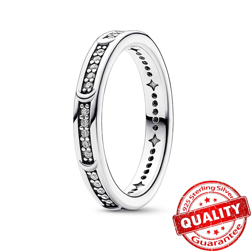 Celestial Moon Ring 925 Silver Wedding Jewelry Gift