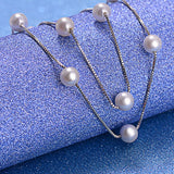 6mm Pearl Box Chain Choker Necklace for Women