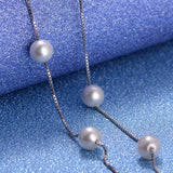 6mm Pearl Box Chain Choker Necklace for Women