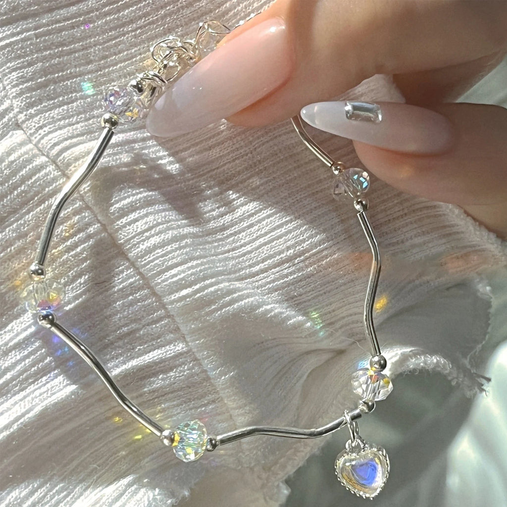 Silver Love Bracelet Crystal Fine Jewelry Women Party
