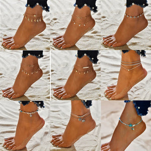 Adjustable Silver Anklet for Women Beach Foot Jewellery
