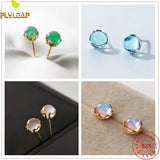925 Sterling Silver Stud Earrings Beads Earings Jewelry Chalcedony