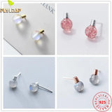 Moonstone Strawberry Crystal Stud Earrings 925 Sterling Silver Tiny Earings