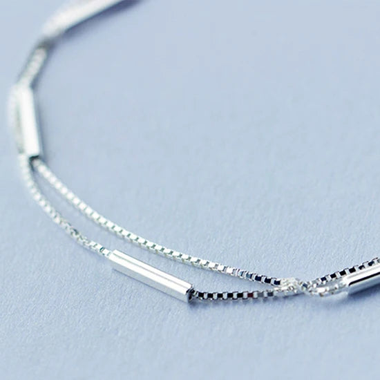 925 Sterling Silver Double Layer Personality Bracelet Women