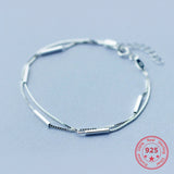 925 Sterling Silver Double Layer Personality Bracelet Women