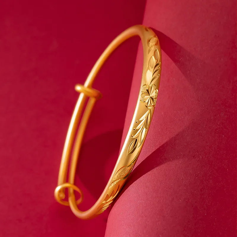 18K Cuff Bracelets Flower Jewelry Gothic Charm Bracelet