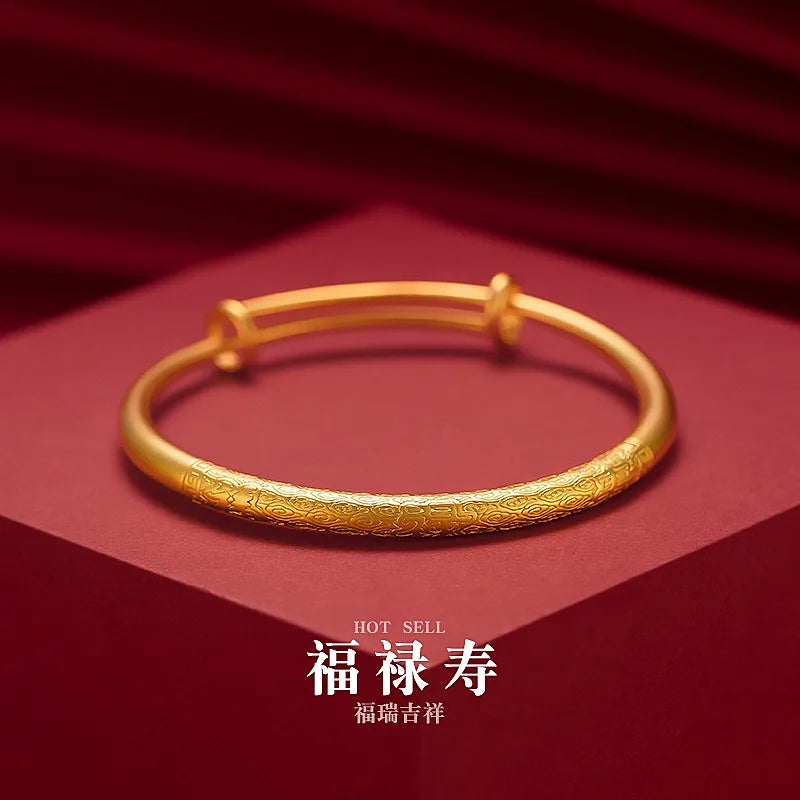 Vintage 18K Cuff Bracelet for Men and Women, Gothic Blessing Wedding Jewelry
