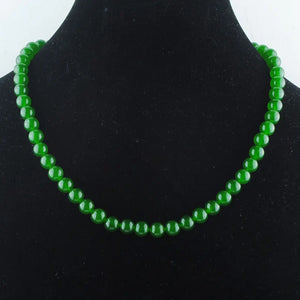 Green Jade Beads Strand Choker Necklace 8mm Round Charm Female Jewelry