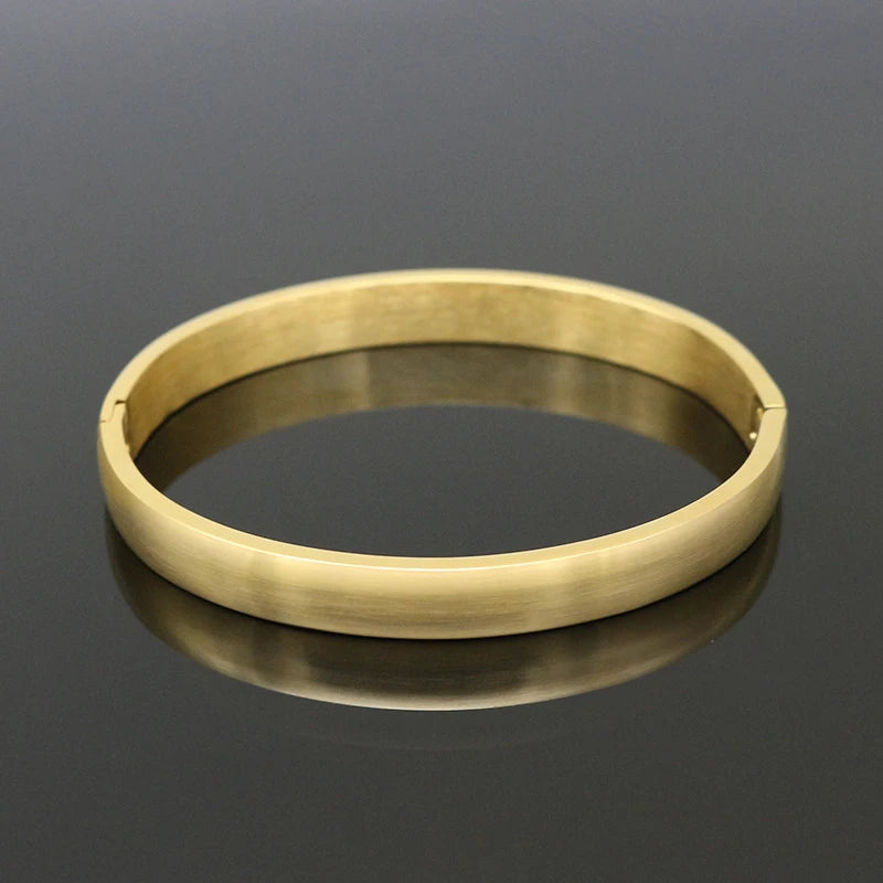 Smooth Couple Jewelry Gold/Silver Lover Bangle Stainless Steel Bracelets