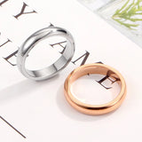 Smooth Plating Rose Couples Ring Stainless Steel Wedding Engagement Jewelry