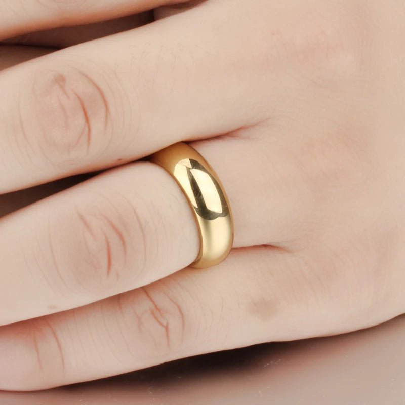 Smooth Plating Rose Couples Ring Stainless Steel Wedding Engagement Jewelry