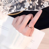 Smooth Plating Rose Couples Ring Stainless Steel Wedding Engagement Jewelry