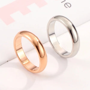 Smooth Plating Rose Couples Ring Stainless Steel Wedding Engagement Jewelry