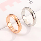 Smooth Plating Rose Couples Ring Stainless Steel Wedding Engagement Jewelry