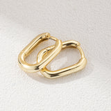 Smooth Surface Hoop Earrings 925 Sterling Silver with 18K Plated Square Earrings