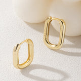 Smooth Surface Hoop Earrings 925 Sterling Silver with 18K Plated Square Earrings