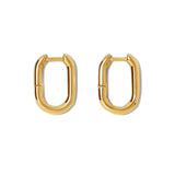 Smooth Surface Hoop Earrings 925 Sterling Silver with 18K Plated Square Earrings