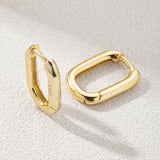 Smooth Surface Hoop Earrings 925 Sterling Silver with 18K Plated Square Earrings