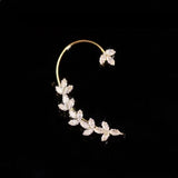 Sparkling Leaf Ear Cuff Clip Earrings for Women Fine Party Jewelry
