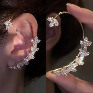 Sparkling Leaf Ear Cuff Clip Earrings for Women Fine Party Jewelry