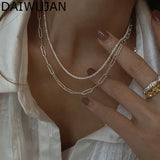 Silver Plated Choker Necklace Geometric Clavicle Chain for Women