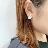 Square Zircon Earrings Women S925 Silver