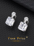Square Zircon Earrings Women S925 Silver