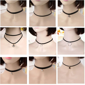 Square Star Heart Round Bead Choker Women Punk Neck Jewelry Gothic Leather