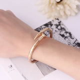 Stainless Steel Nail Cuff Bracelet - Elegant Screw Bangle for Women