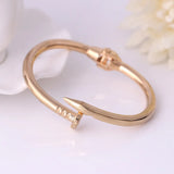 Stainless Steel Nail Cuff Bracelet - Elegant Screw Bangle for Women
